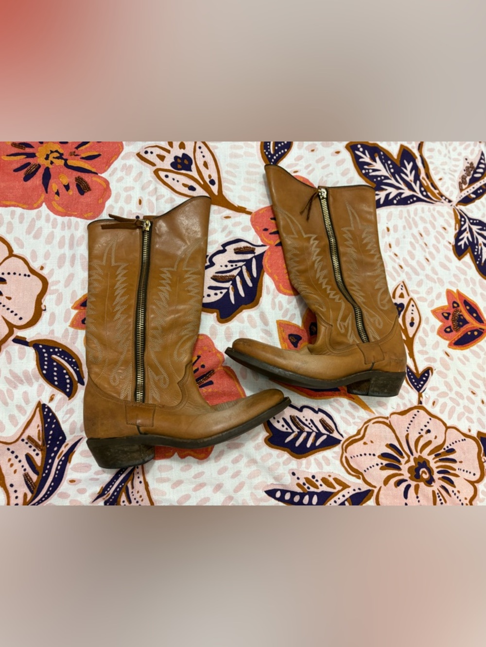 Golden Goose Distressed Leather Western Riding Boots Size 38 Pre-Owned